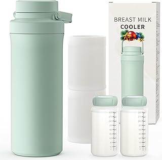 Xaproo 22oz Breast Milk Cooler Bottle, Breastmilk Cooler with 360° Cooling for 24 Hours, Portable Milk Chiller for Breastmilk with 2pcs Baby Bottles, Breast Milk Storage Bags for Baby, BPA-Free