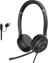 Yealink UH37 USB Headset with Noise Cancelling Microphone,Wired Headset for PC Laptop,Teams Certified,USB-A/C Cable,Works with Zoom and Other Leading UC Platforms