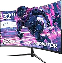 ZZA 32 Inch Curved Monitor,1440p VA Screen 165Hz, 1500R Curved Gming Monitor,Computer Monitor 1ms,FreeSync & G-Sync, HDR10, 120% sRGB Coverage, DP/HDMI, PC Monitor VESA Mount Compatible