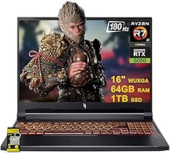 acer Nitro V 16 AI Gaming Laptop 16" WUXGA IPS 180Hz AMD Zen 4 Octa-Core Ryzen 7 260 64GB RAM 1TB SSD GeForce RTX 5050 (Up to 421 AI Tops) Backlit Win11 w/ICP Hub