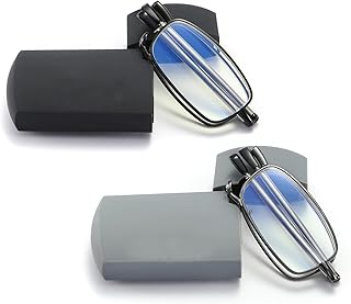 sevenplus 2 Pack Reading Glasses Blue Light Blocking, Anti UV Glare, Foldable Computer Spring Hinge Readers for Women Man